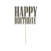 Topper ozdoby na tort napis Happy Birthday czarno-złoty dekoracje urodzinowe